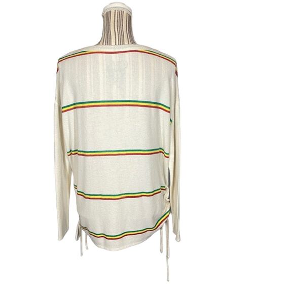 Chaser Cream Rainbow Striped One Love Long Sleeve Sweater Women Sz M - Picture 2 of 11